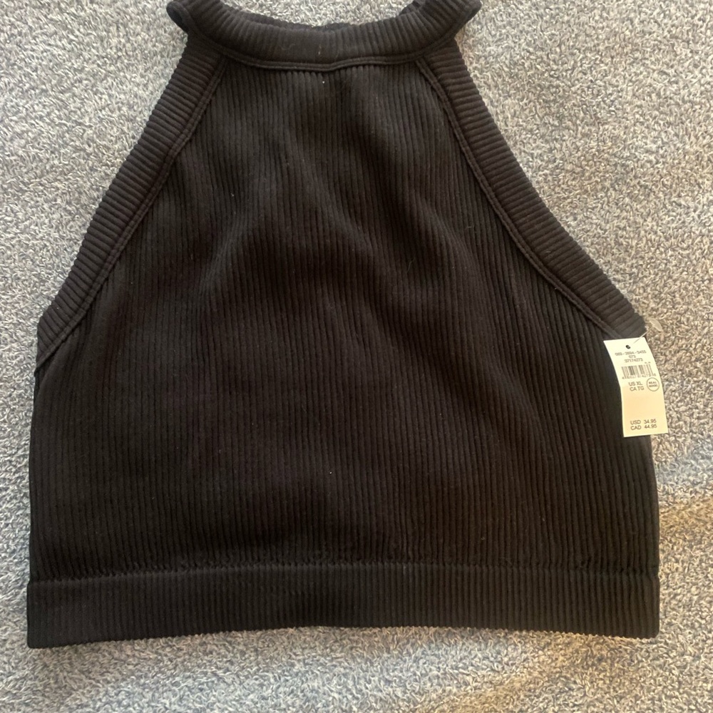 Aerie Black Ribbed Crop Top